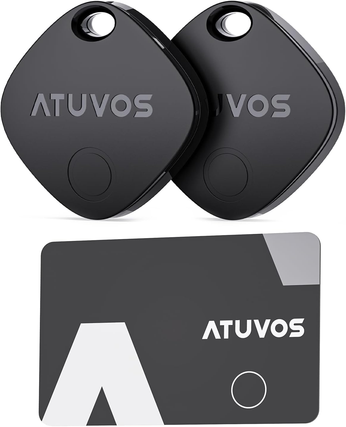 ATUVOS Air Tags-2 Pack (Black) with Thin Wallet Tracker Card