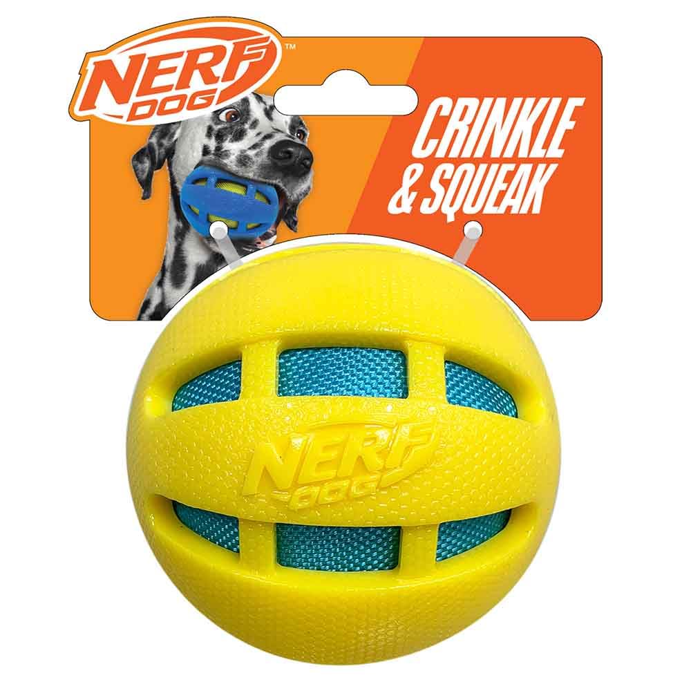 Amazon.com: Nerf Dog 3.8in TPR Checker Squeak and Crunch Ball Dog
