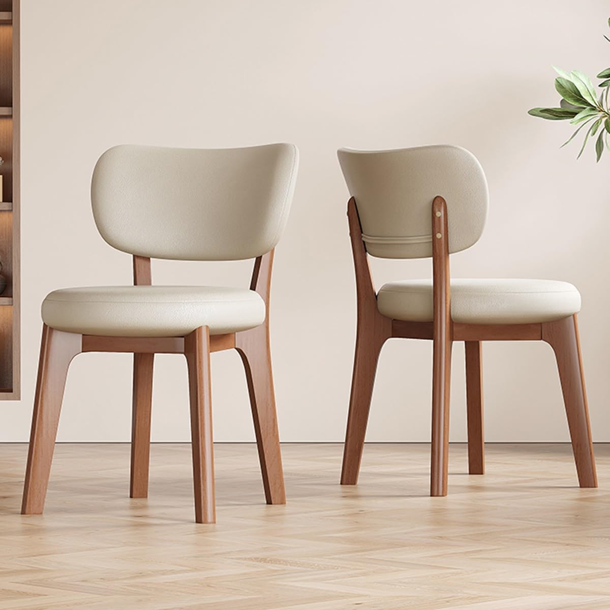 Kave Home Konna eetkamerstoel Groen poot hout