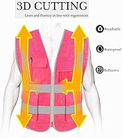 Vista 51 de HYCOPROT High Visibility Mesh Safety Reflective Vest with Pockets and Zipper, Meets ANSI/ISEA Standards