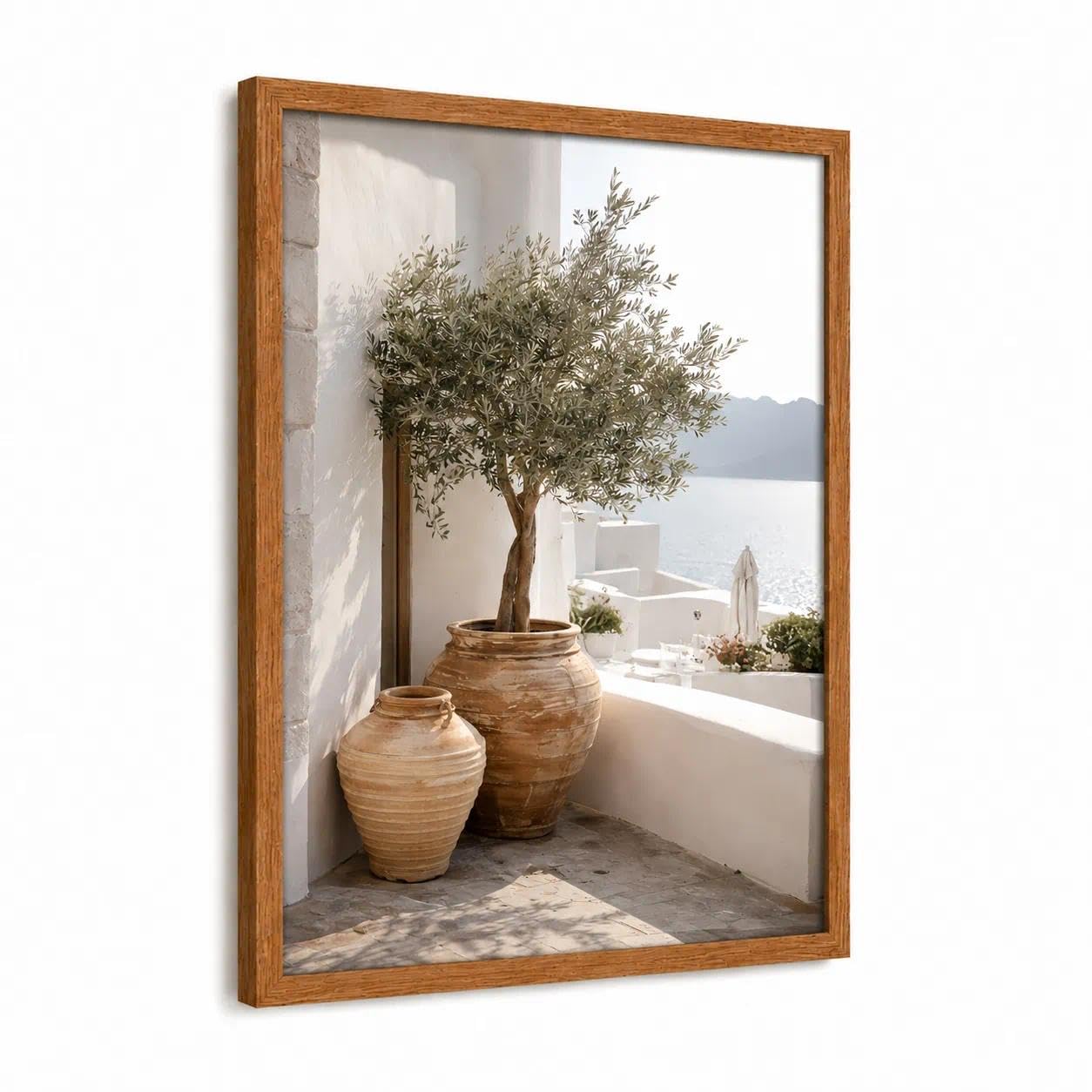 Elvynln Framed Canvas Wall Art 12x16 Inch Mediterranean Olive Tree Print