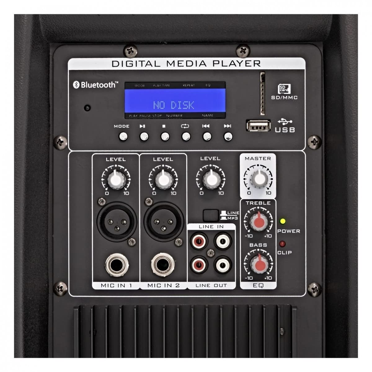 SUBZERO 12" DJ PA System mit integriertem Mischpult und Bluetooth Player