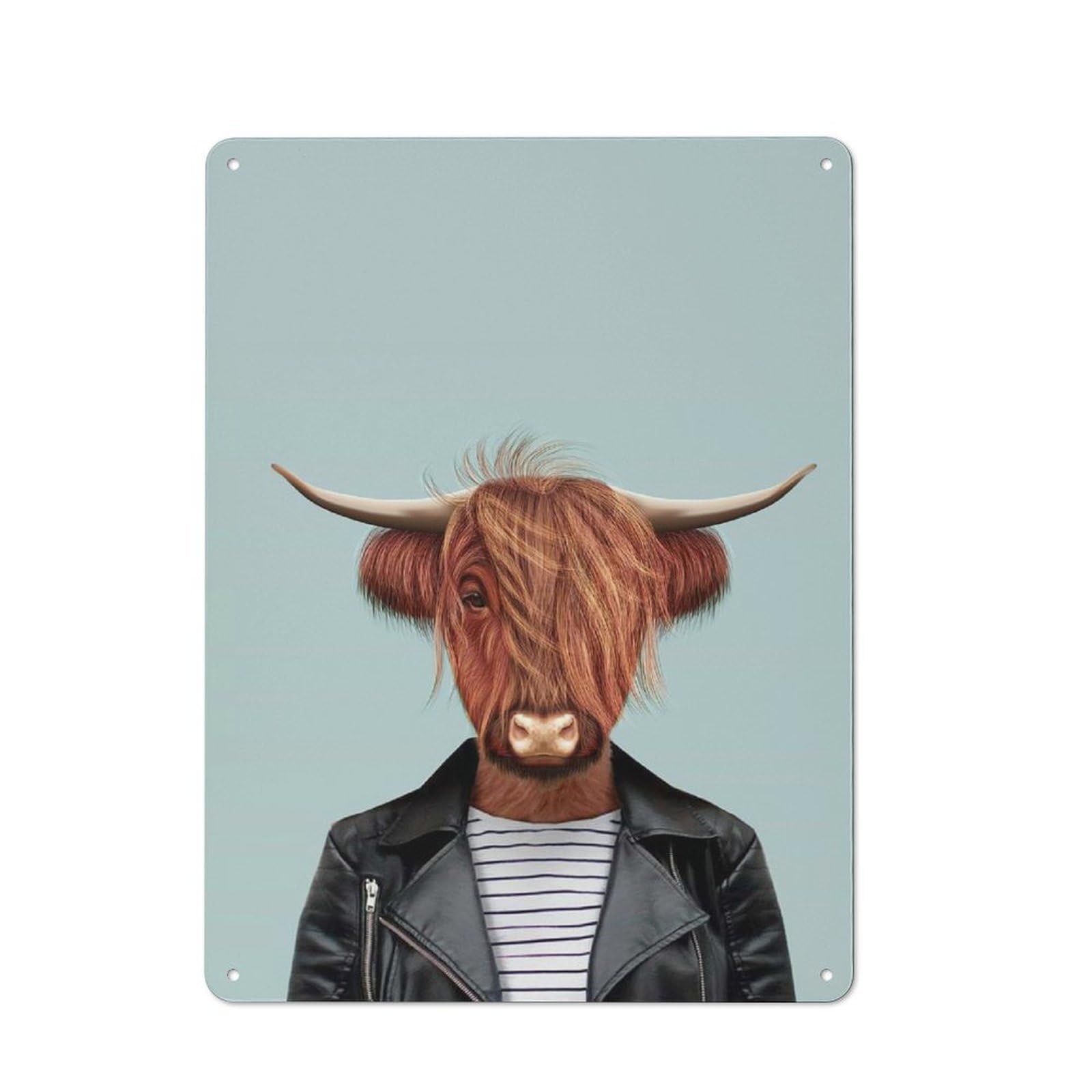 Junmoney Style-14 Highland Cattle Cow Vintage Tin Sign 40X30cm, Rustic Bistro Wall Plaque For Coffee Bar, Kitchen, Bistro Or Tea Corner