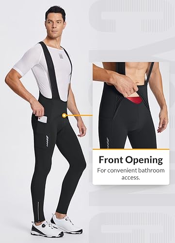 Miniatura 2 de BALEAF Pantalones de ciclismo de invierno para hombre, con acolchado 4D, térmicas, resistentes al agua, para ciclismo, para clima frío, bolsillos