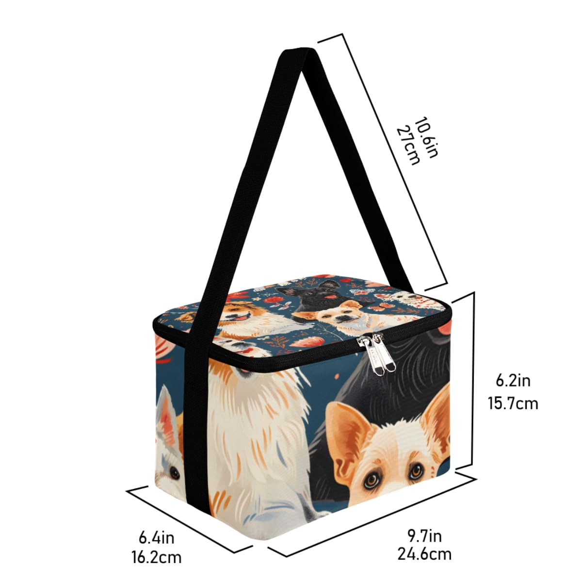 GzLeyigou Lunch Bags for Women Men 9 Cans,Dogs Husky Hot & Cold Food Delivery Bag Insulated Grocery Bag Insulated Lunch Box Valentine's Day Cooler Bag for Office Work Picnic Beach