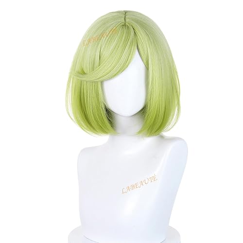 LABEAUTÉ Coco Cosplay Wig 30cm Green Short Bob Wig for Witch Hat Atelier Costume Heat Resistant Synthetic Hair for Halloween/Party - Green
