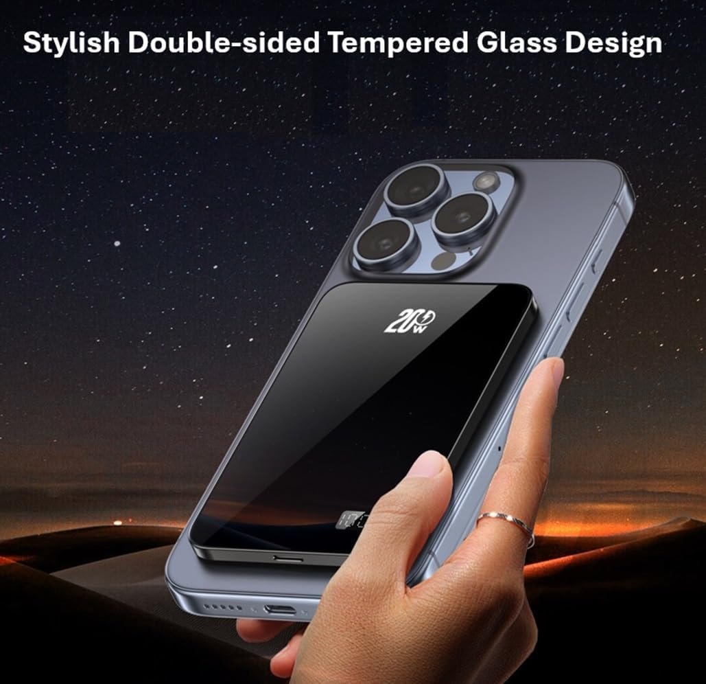 Magnetic Power Bank for iPhone, 10000mAh 20W, for Magsafe Portable Charger Magnetic Portable Charger for iPhone 12-17 Air, for Magsafe Power Bank for iWatch & Air-Pod - Image 5
