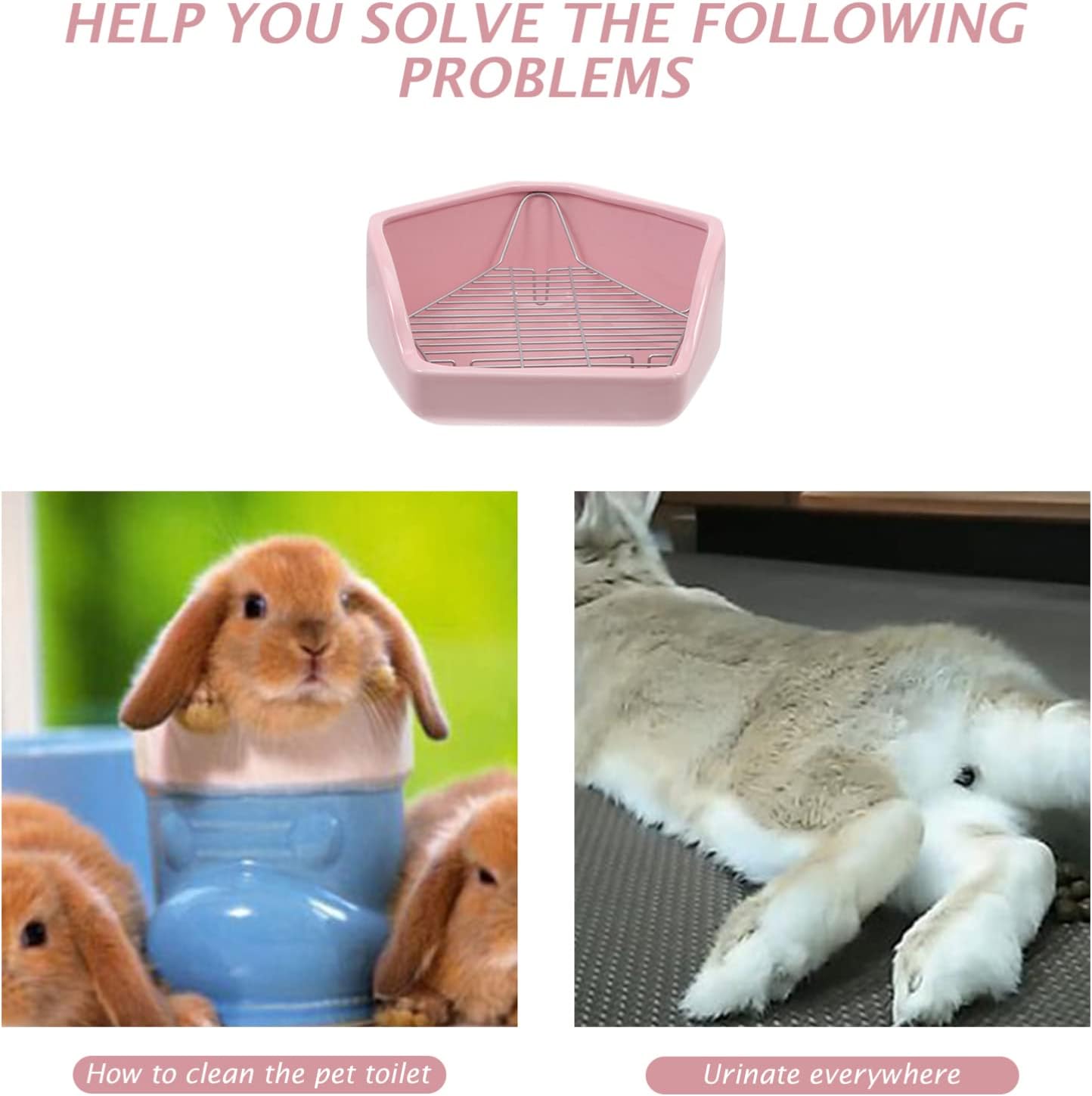 Rabbit Toilet Oversized -Tipping Toilet Rabbit Potty Training Pet Training Small Potty Tray Guinea Pig Bedding Litter Ceramics Pink Spray Urine