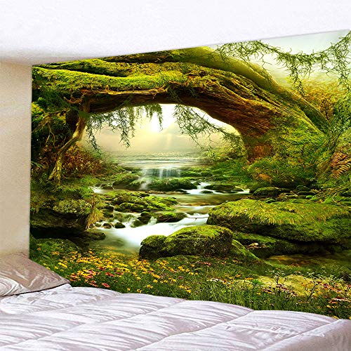 Forest Tapestry Home Decor Landscape Tapestry Living Room Bedroom Decoration Tapestry Magic Tapestry Curtain (Sunlight&Creek, 90.5''L×70.8''W) #TOP2