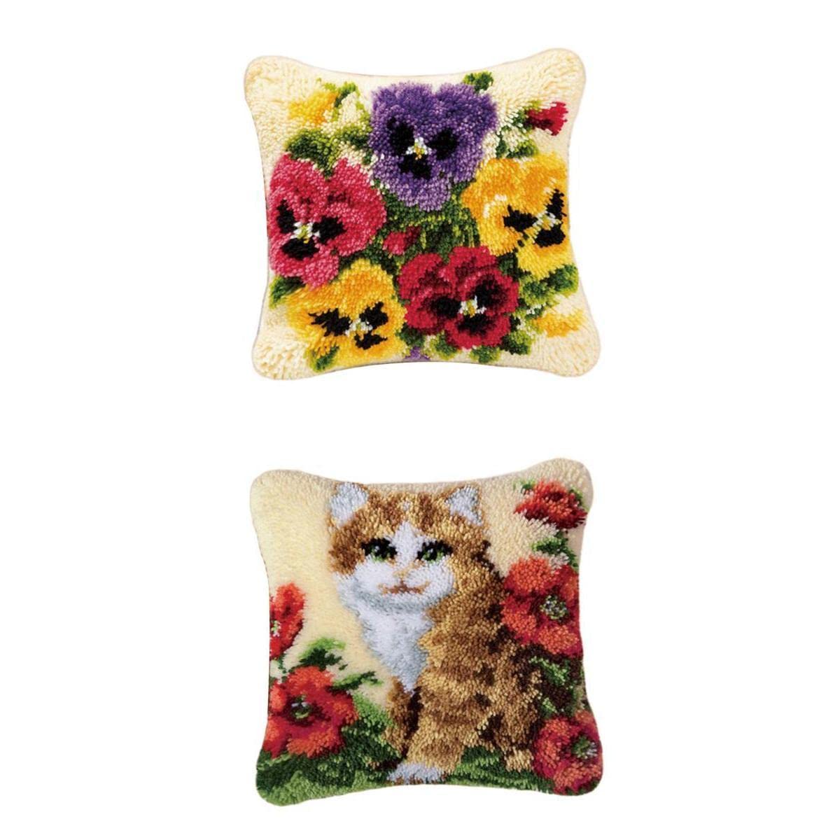 merishopp MERISHOPP® 2pcs Latch Hook Kits Pillow Case Cushion Cover Making Kit 17x17|Crafts | Needlecrafts & Yarn | Rug Making | Latch Hooking-picture-14