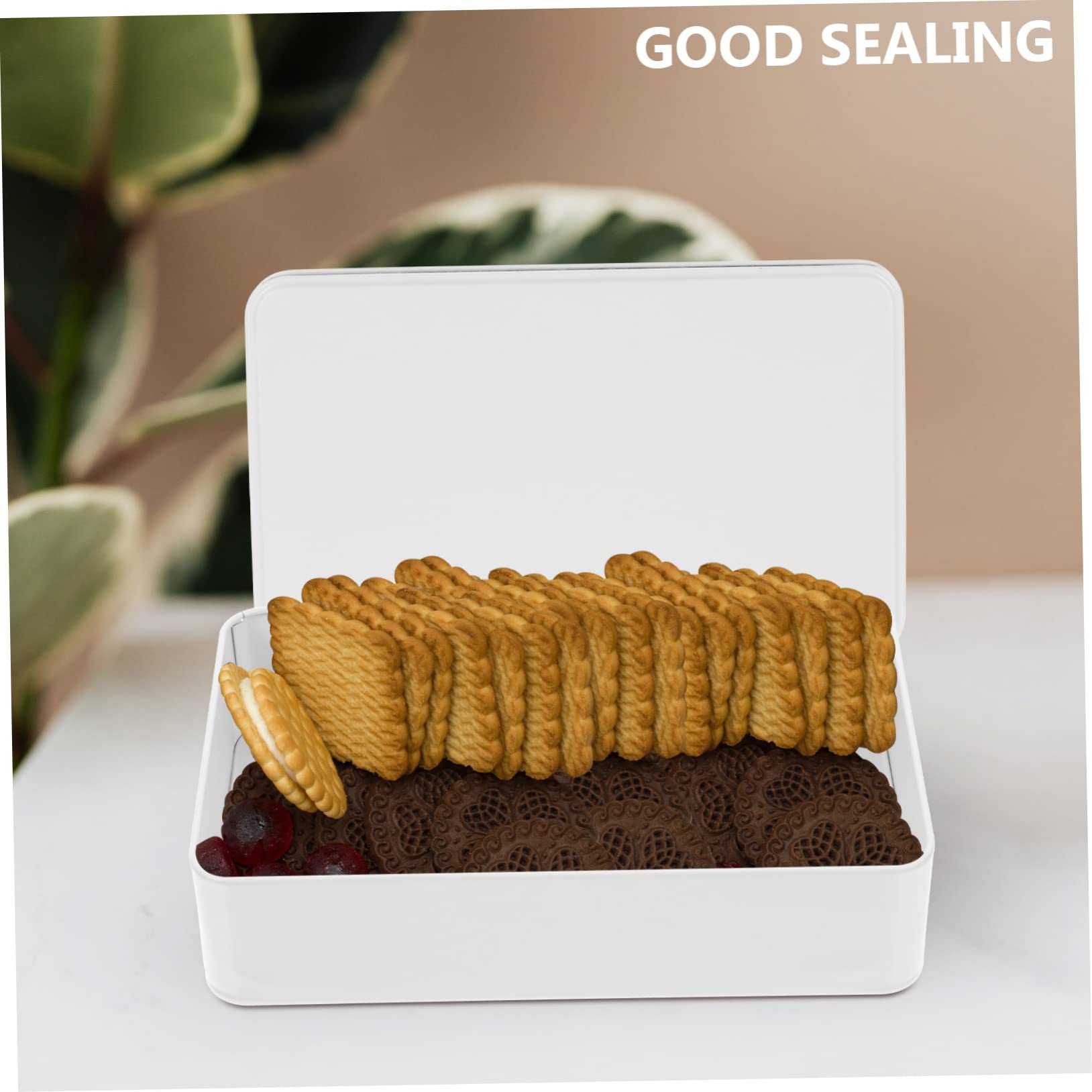 iplusmile Set di 3 Scatole in Latta Rettangolari Bianche con Coperchio, Contenitori Piccoli per Caramelle, Scatole da Conservazione con Ottima Sigillatura per Uso Domestico
