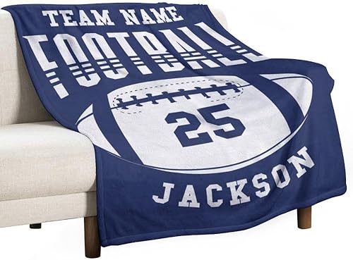 Miniatura 2 de Manta de fútbol personalizada, manta de forro polar suave y acogedora del equipo de fútbol, regalo de fútbol personalizado para niños, papá, marido,