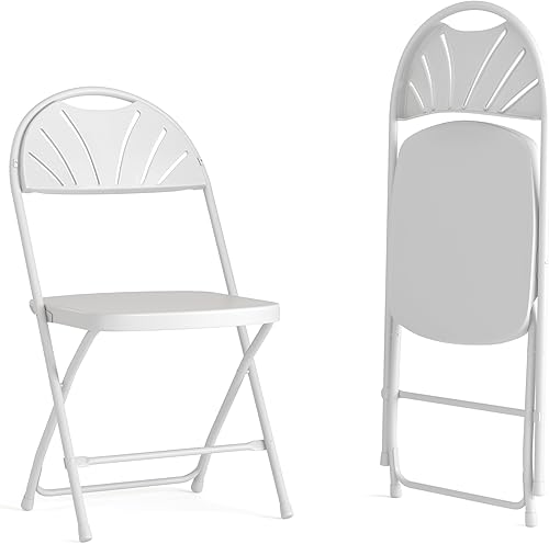 Flash Furniture HERCULES Series - Silla plegable con respaldo de plástico blanco de 650 libras, 2 unidades