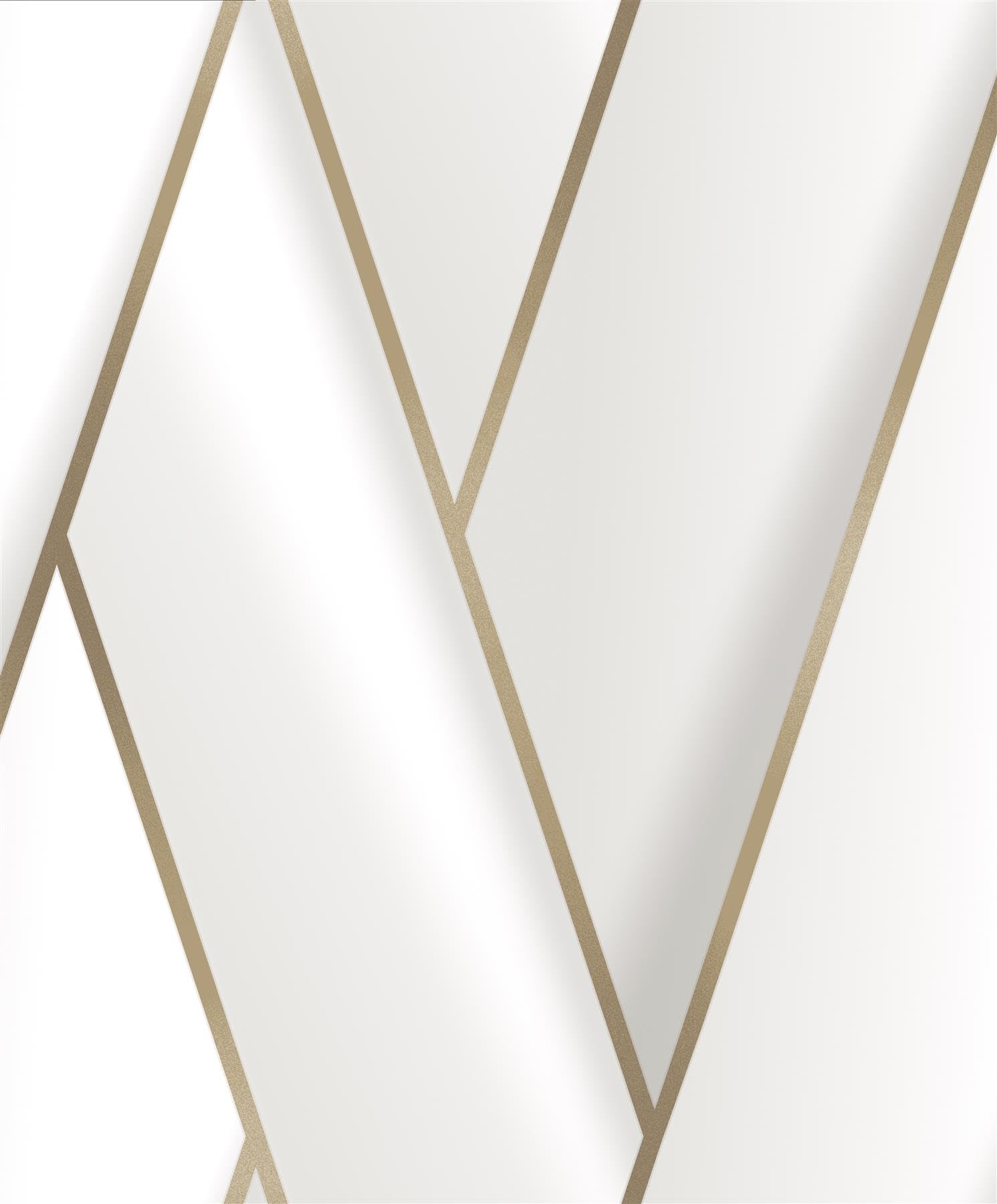 K Collection Debona Armando Herringbone Geometric Metallic Vinyl Wallpaper White/Gold 2120