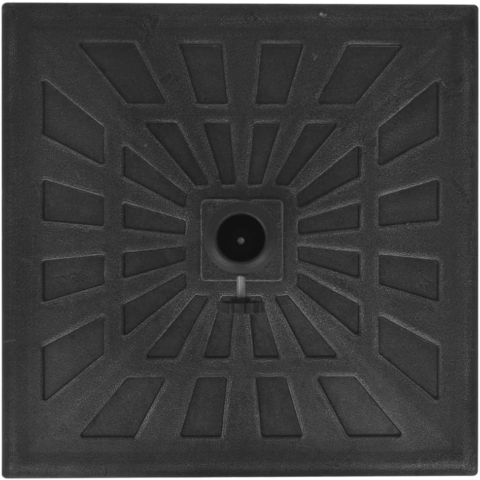 vidaXL Saturday Umbrella Base, Resin Material with Steel Elements, Suitable for 1.5" and 1.9" Umbrella Poles, Weather-Resistant, Square Design in Black, Decorative & Practical