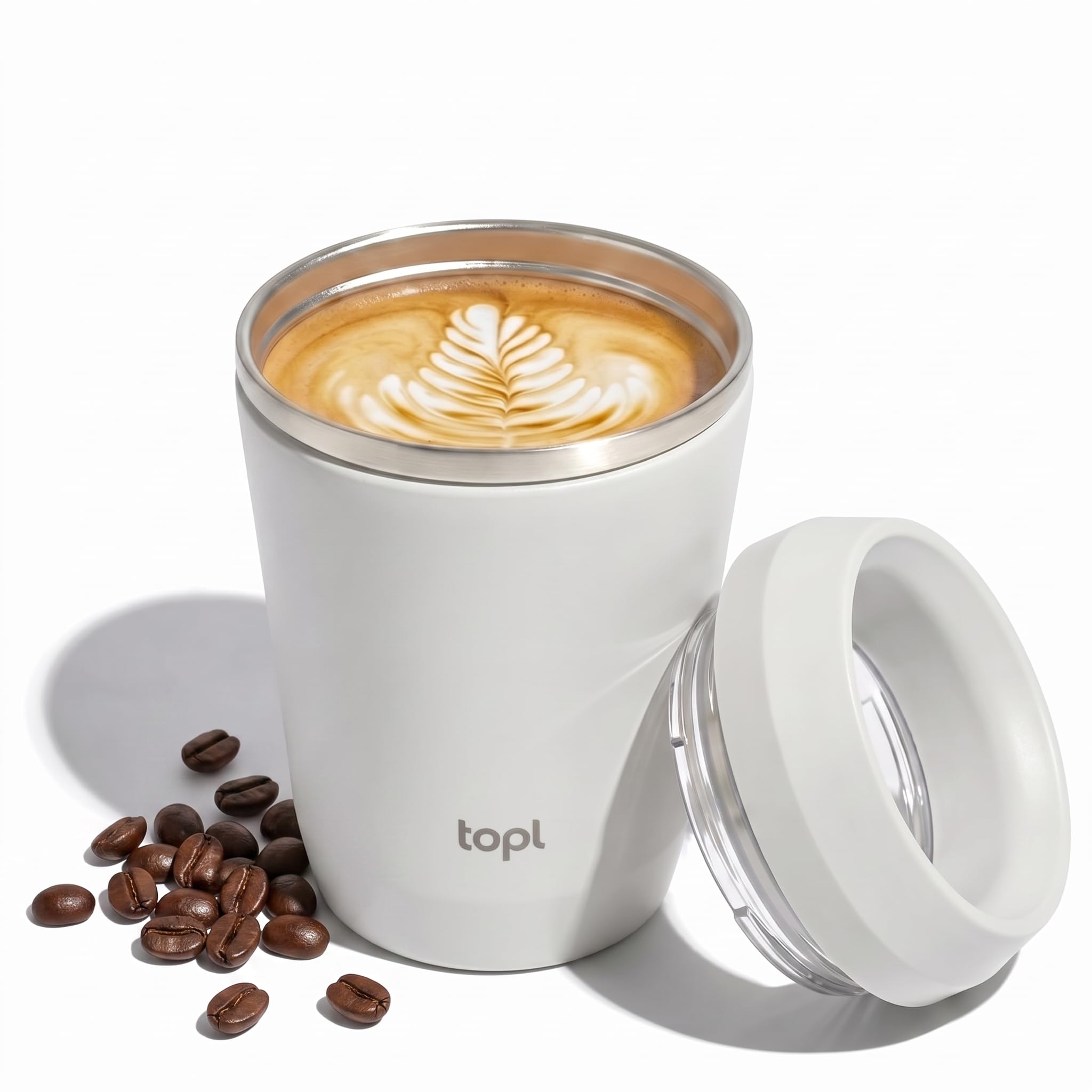 Topl - Trinkbecher To Go, Patentierter 360° Deckel, Edelstahl, 235ml (Einheitsgröße) (Braun)