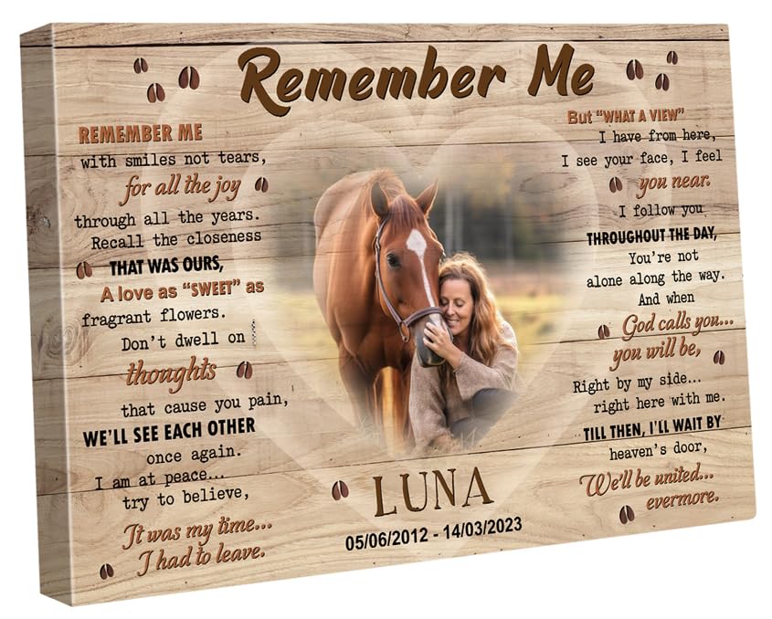 S101813 Horse Memorial Landscape Canvas Gifts, Remember Me Memorial, Memorial Loss Of One, Memorial For Horse Lovers Mom Dad, Sympathy, Personalized Memorial With Picture