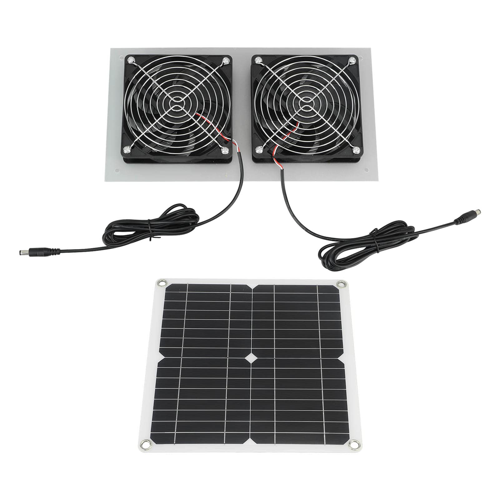 Solarpanel-Set mit zwei Ventilatoren für Gartenhäuser, Fenster für Haustiere, leiser Motor und wasserdicht IP65, ideal für Belüftung und Kontrolle