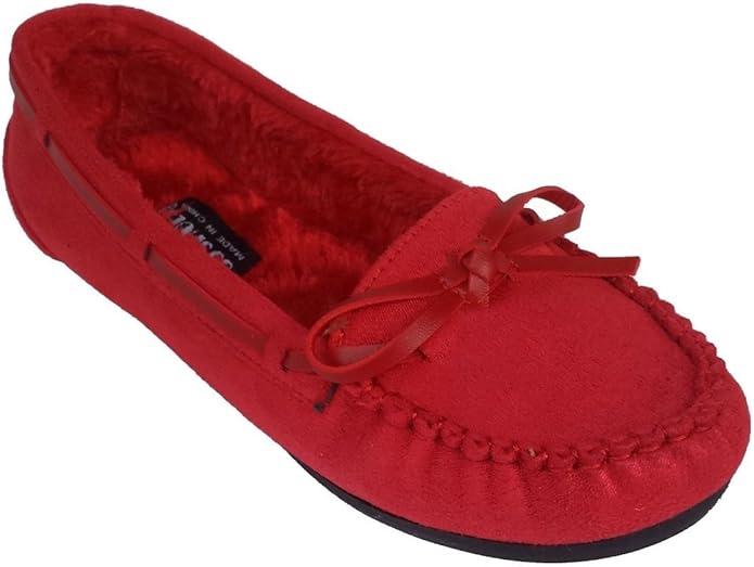 Womens red moccasin slippers Clearance