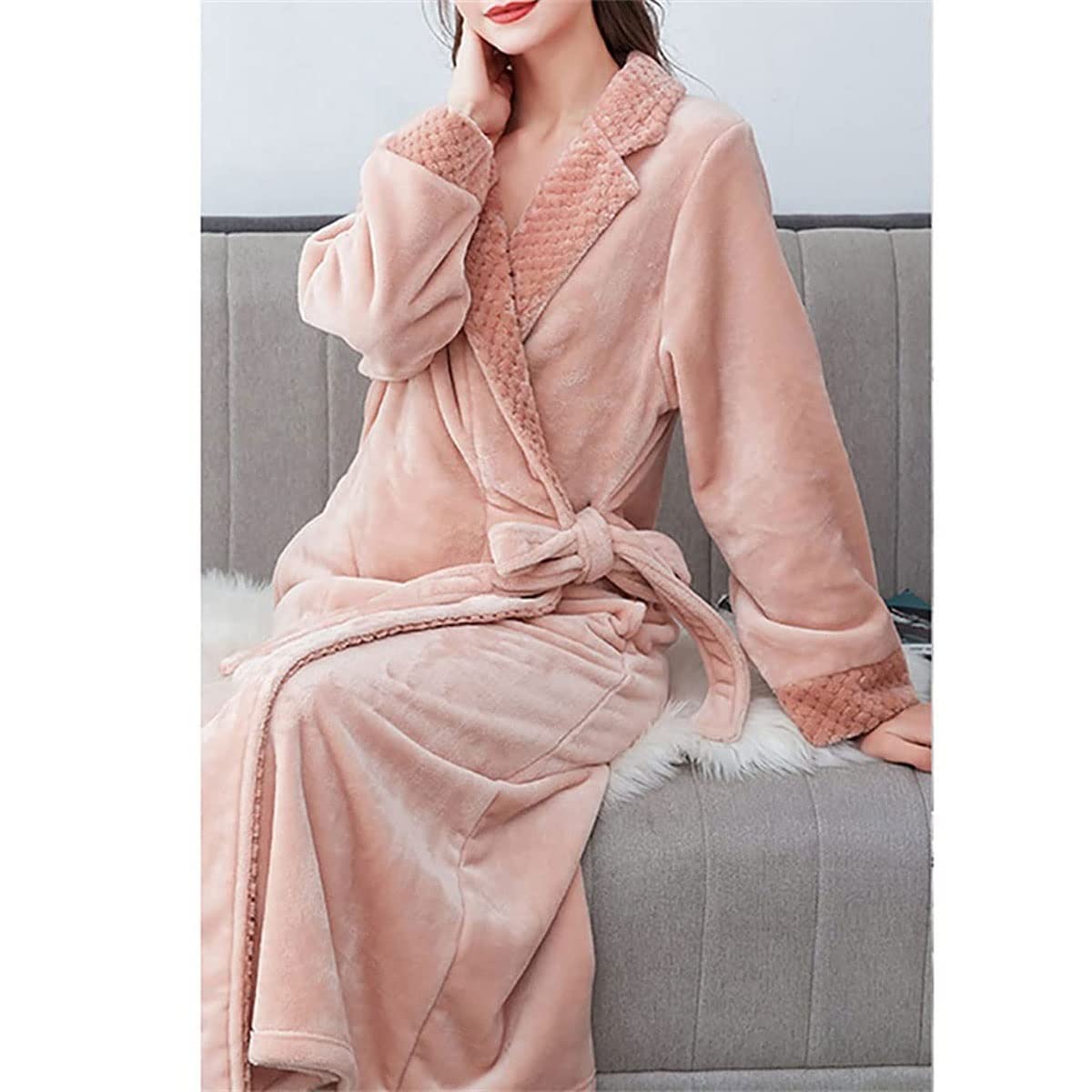 Accappatoi in Flanella Invernale, Uomini e Donne Coppie Pigiami, Abito di Lusso, Abito da Notte Caldo Addensato (Color : Ping+Man, Size : 3XL)