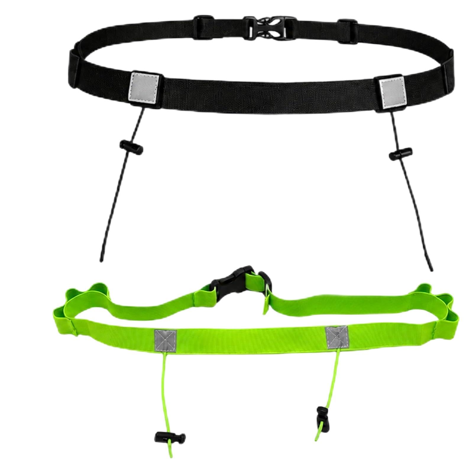 2-Pack Race Number Belt, Reflective Triathlon Race Belt with Gel Holder, Adjustable Marathon Bib Belt with Race Bib Clips for Men and Women