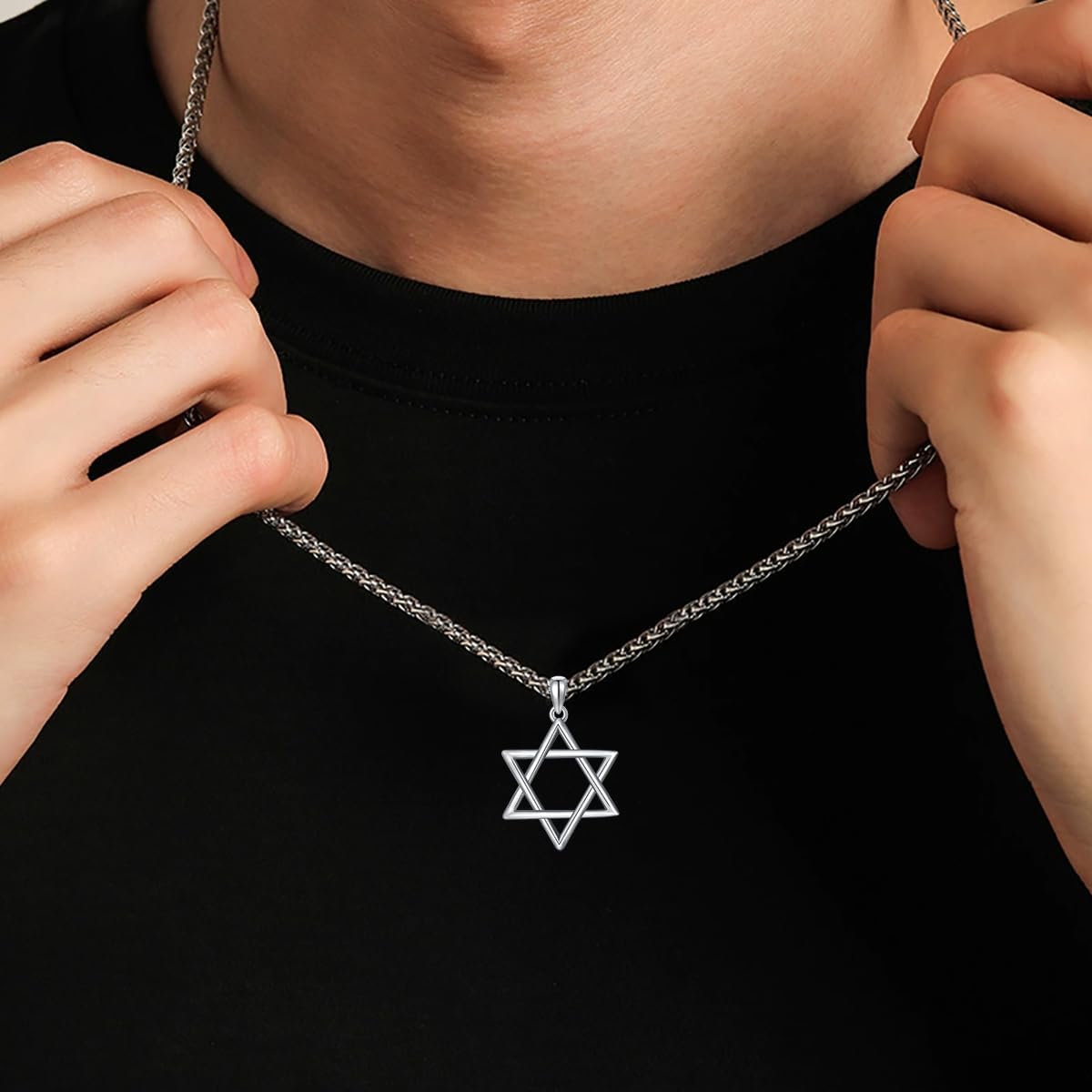 Star of David Necklace for Men 925 Sterling Silver Estrella De David Classic Jewish Israeli Pendant Necklace Jewelry Gifts for Men Women - Image 3