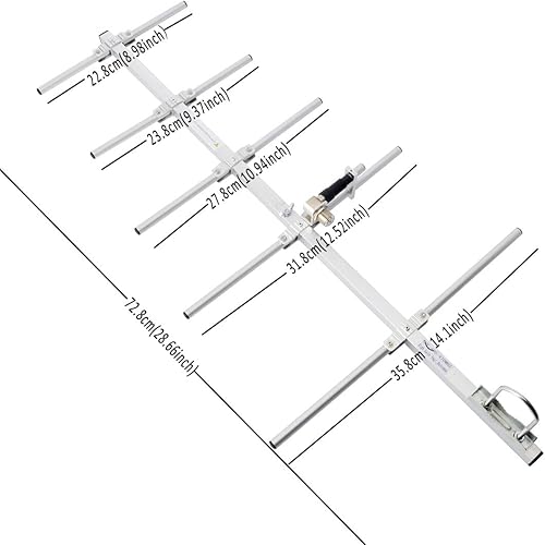 Miniatura 2 de HYS UHF Yagi Instalación portátil Antena al aire libre Estaciones base 9dBi UHF 27.6 in/UHF 400-470 MHz 5 elementos Antenas para Motorolar Yaesu