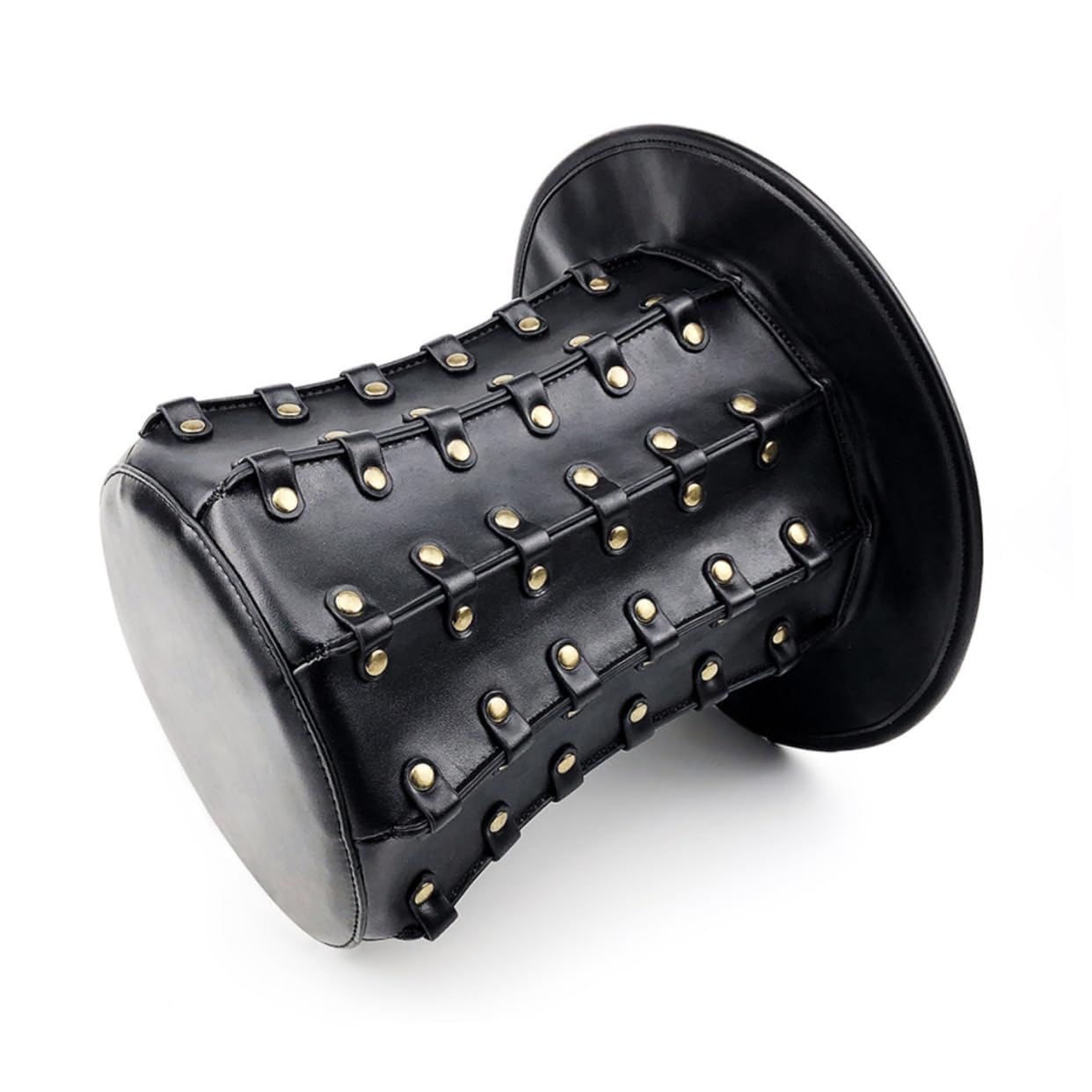 Punk Leder Hoher Zylinder Hut mit Nieten für Halloween Party Kinder Einfach zu Reinigen Schwarz Modisches Design für Lustige Auftritte