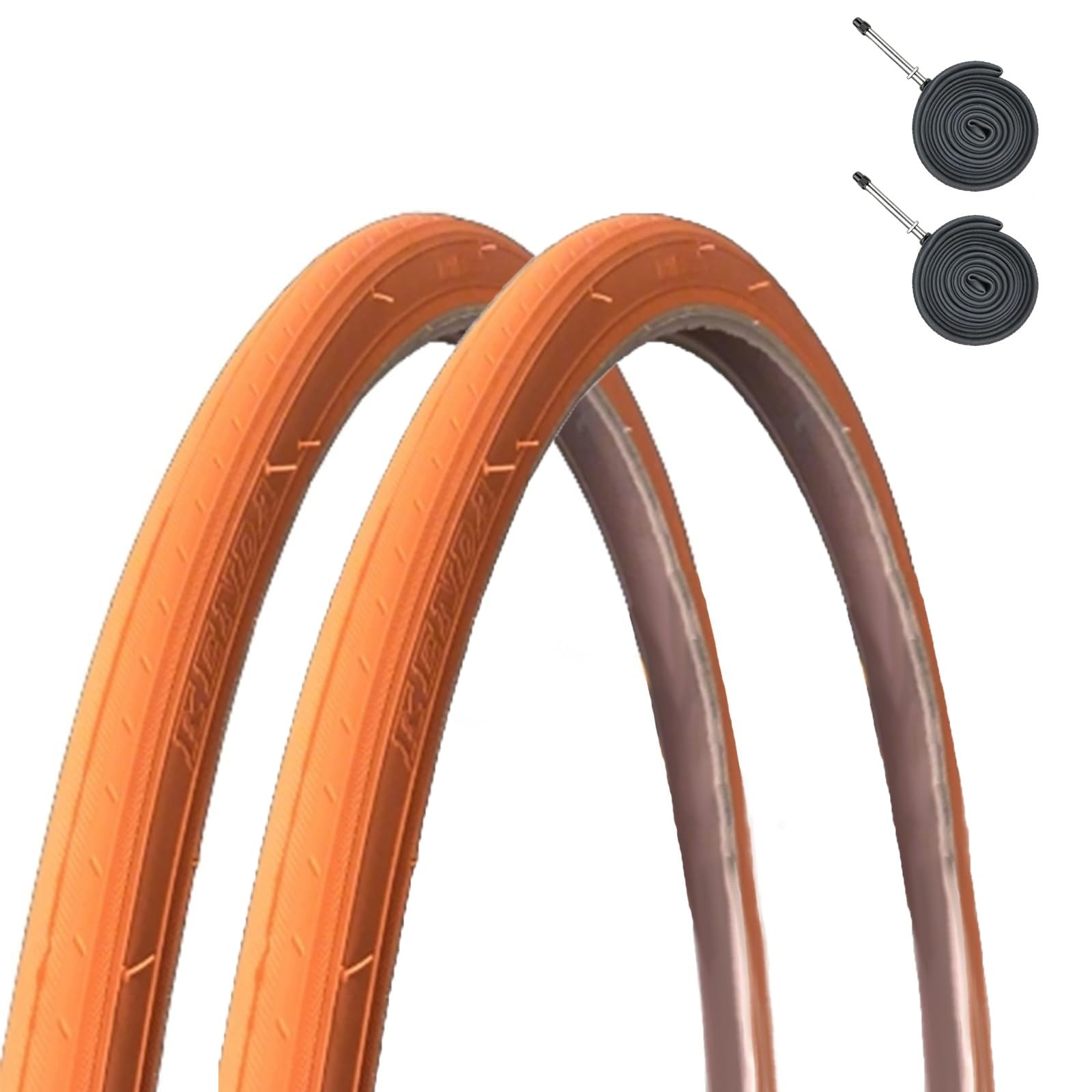 2PC 700x23C Vibrant Colored Bicycle Tires 8 Colors 700/23C Wear Resistant 700 23 C for Road City Bike(Orange,Tire+tube Presta Valve 48)