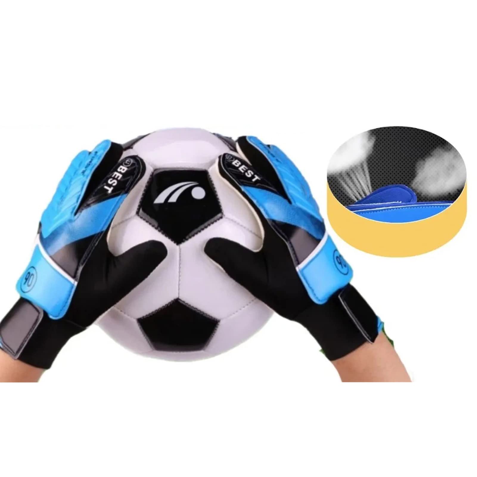 tomvorks 2PCS Children Goalkeeper Gloves, Anti Slip Wear Proof Latex PU, Professional Craft, for Boys and Girls with Adjustable Buckle, Ideal for Indoor and Outdoor Use Under All Climatic