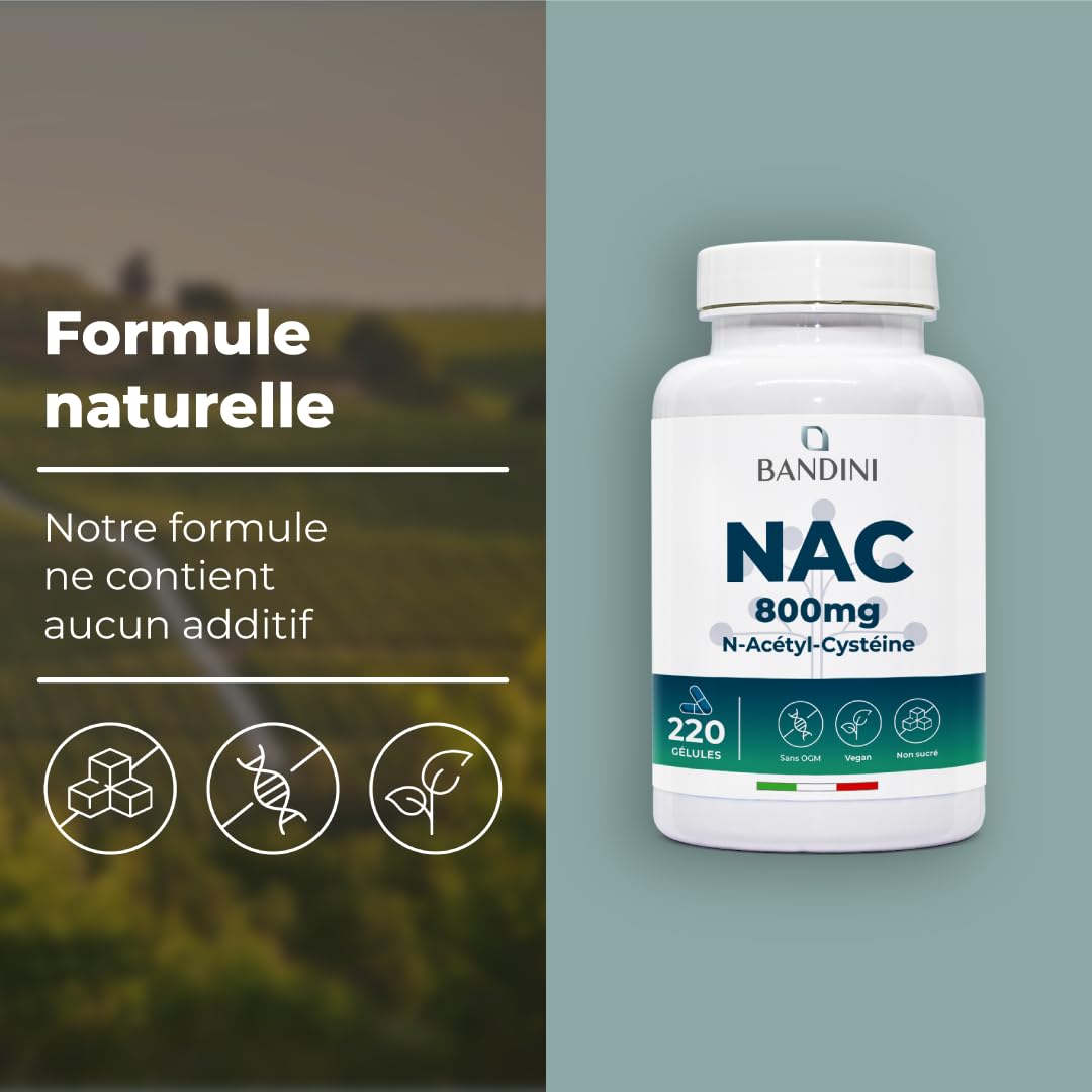 NAC Bandini 220 Gélules 800 Mg - N-acétyl-L-cystéine, Antioxydant - Neuf, Fabriqué En Italie