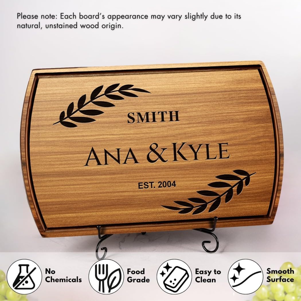 Personalized Christmas Gifts for Couples - Custom Engraved Cutting Board, Walnut Wood Charcuterie Board, Unique Holiday Gift for Family, Newlyweds, or Housewarming, Custom Kitchen Decor - Image 8