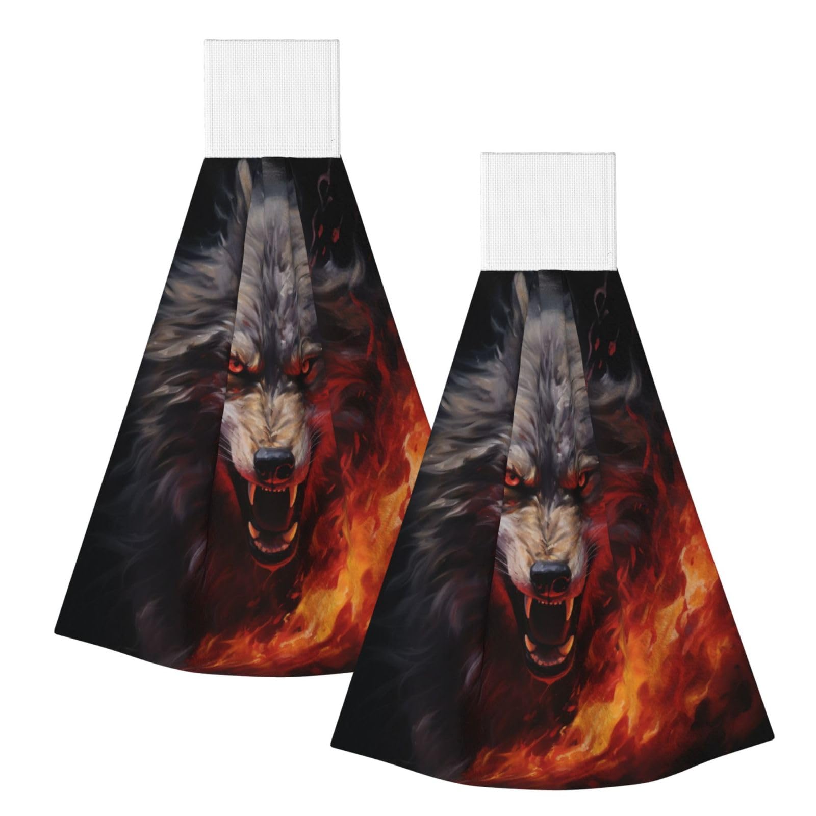 ZQYTGFDC Wolves in the Flame Roar Highly Absorbent Dish Towels Soft Coral Fleece Wipe