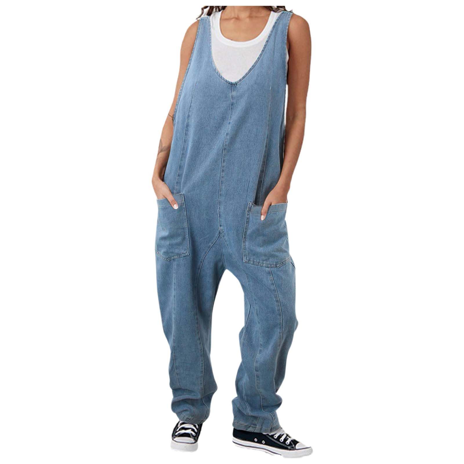 Mono Vaquero Mujer Jumpsuit Peto Largo Tejanos Algodón Invierno Casual