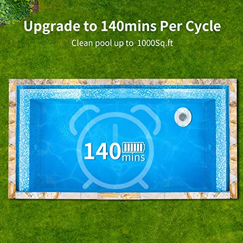 Moolan Cordless Pool Vacuum Cleaner, Robotic Pool Cleaner, Dual-Motor, Self-Parking, With 140 Mins Maximum Runtime, Pool Vacuum For Above/In Ground Flat Pool Up To 1000 Sq Ft #TOP4