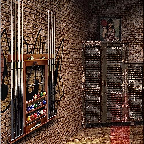 Support mural en bois pour queues de billard et boules