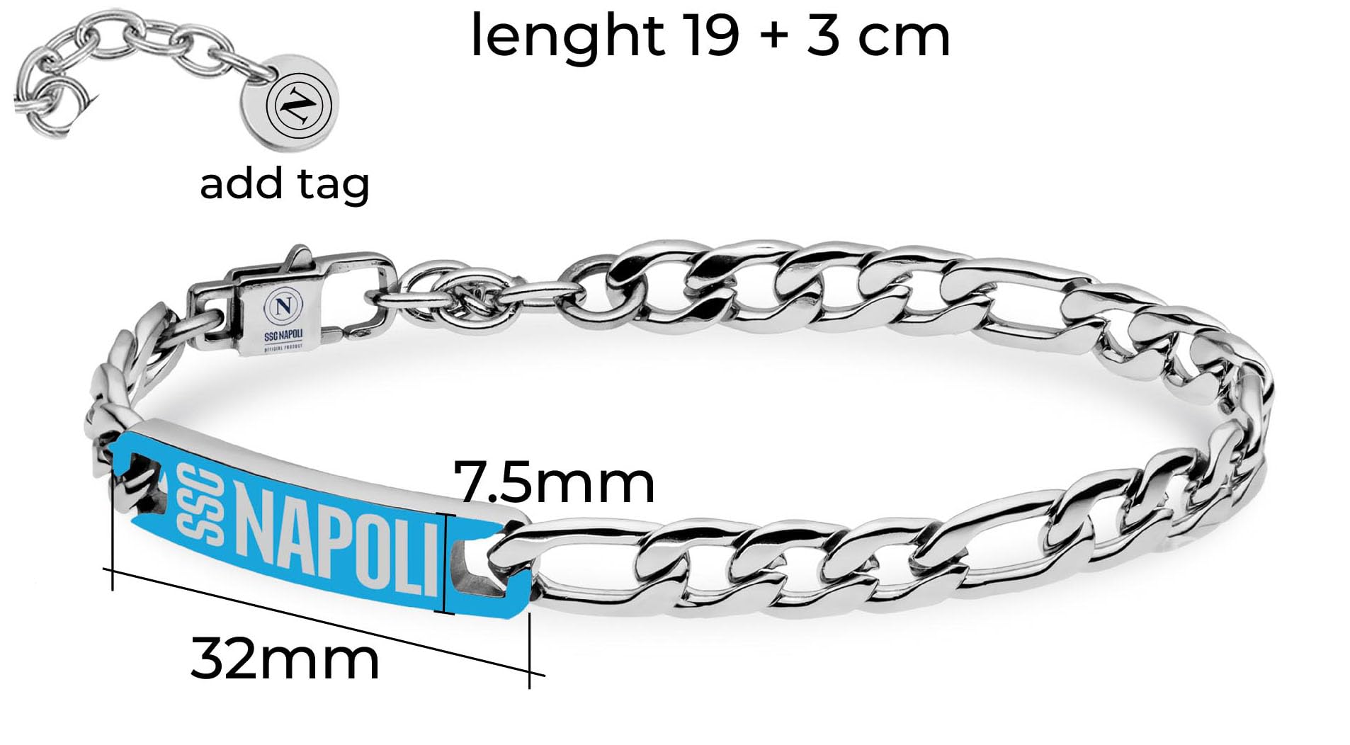Clondo Bracciale Uomo Donna SSC Napoli in Acciaio – Collezione Ufficiale Calcio – Accessorio Elegante e Sportivo con Logo – Idea Regalo per Tifosi – Vari Modelli Disponibili