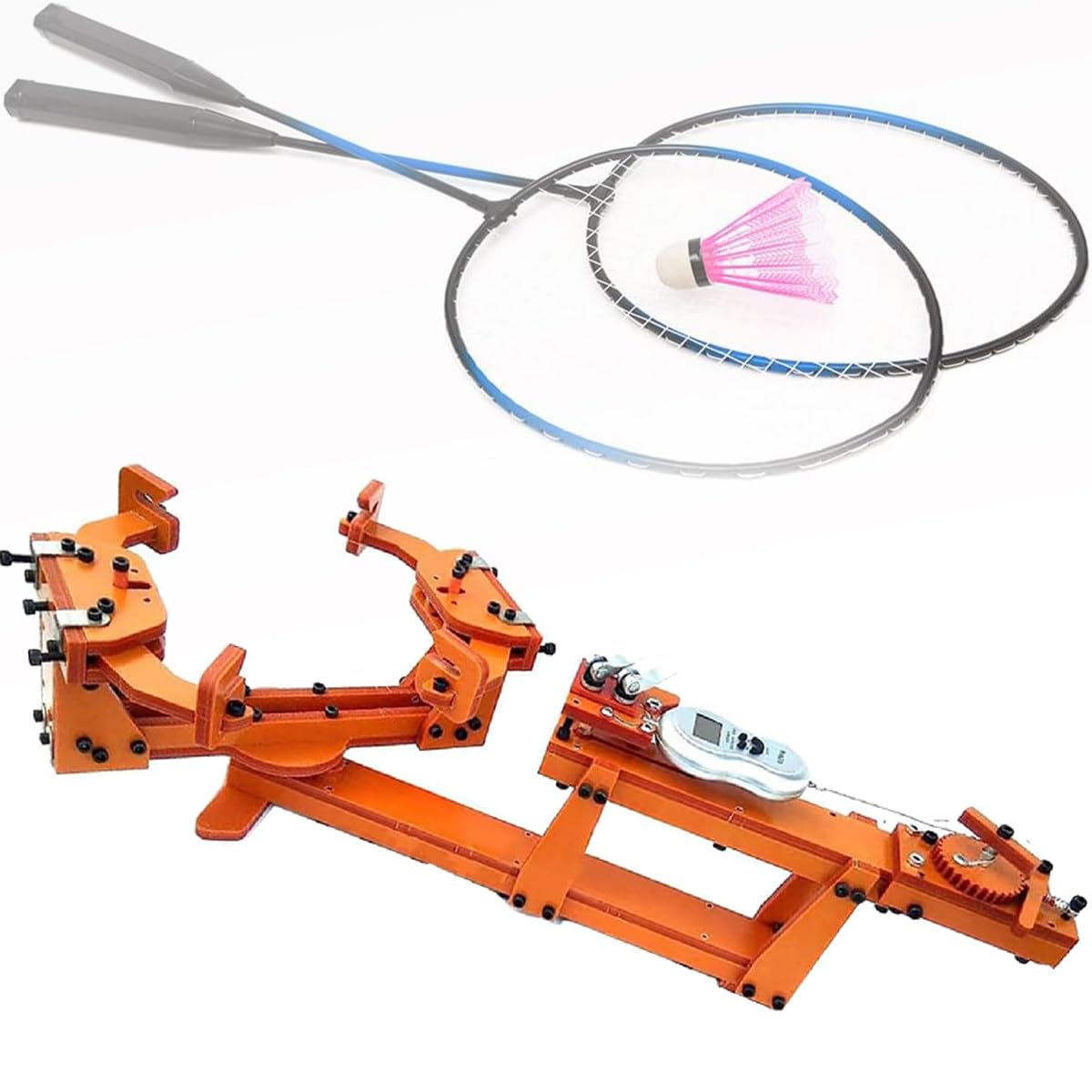 Incordatrice per racchette, sistema fisso a 6 punti, display digitale, tavolo rotante a 360° per squash e badminton, filettatura di precisione del telaio