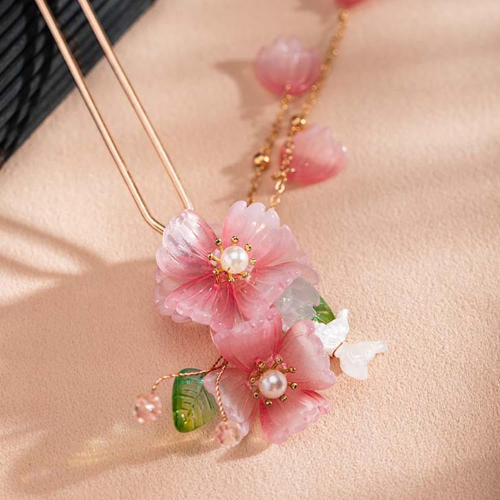 Amazon.com : 1 pcs Rabithenn Pink Peach Blossom with Leaves and