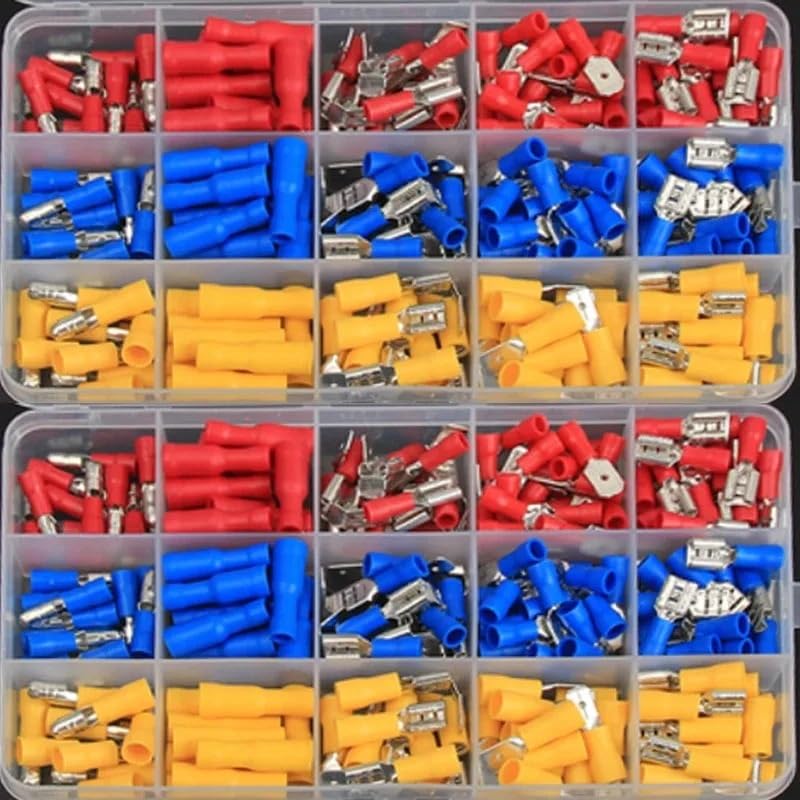 Assortiment de 236 connecteurs électriques isolés avec anneau bout à bout et déconnexion rapide