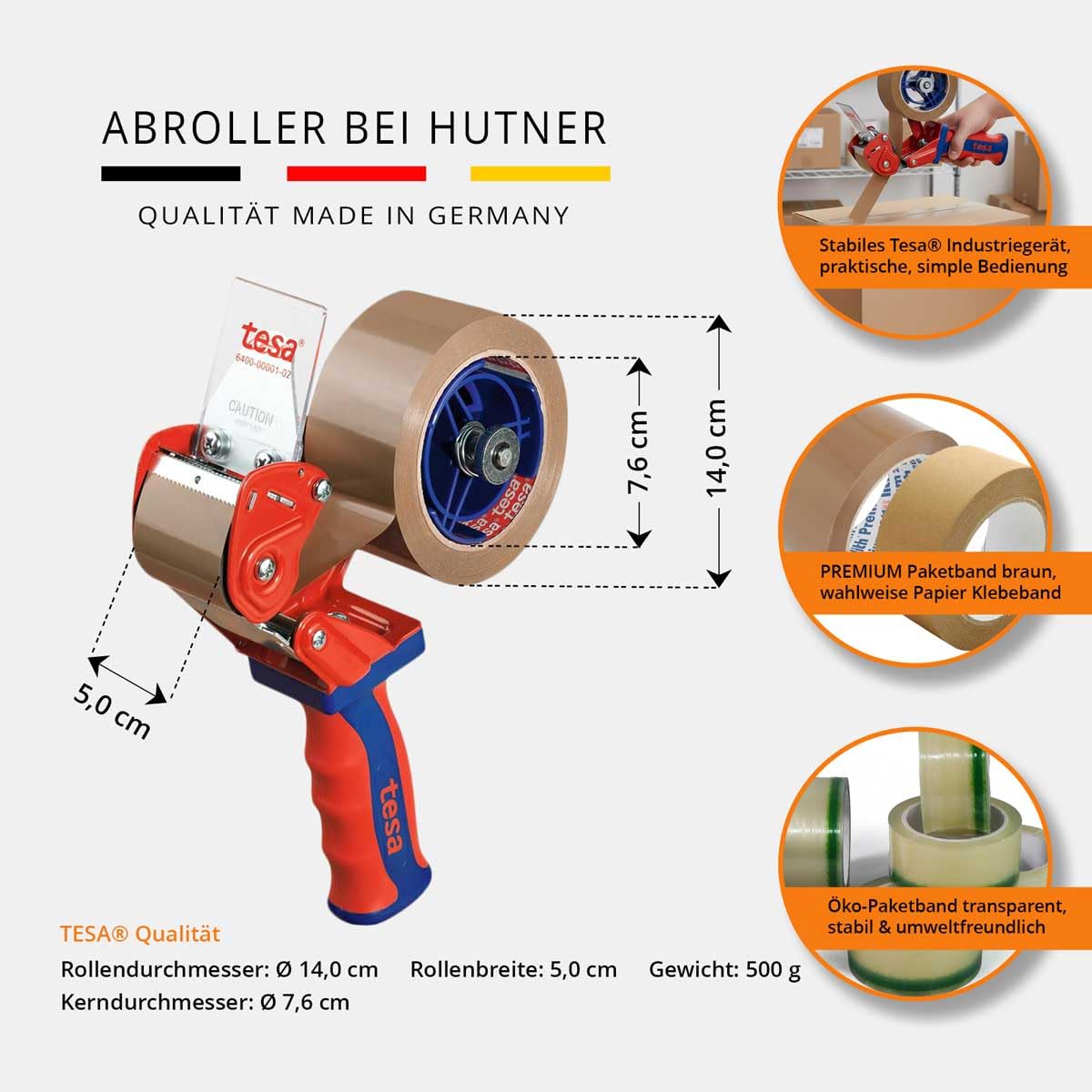 Tesa Klebebandabroller Comfort 6400 | Handabroller für Klebeband | für Klebeband bis 50 mm Breite