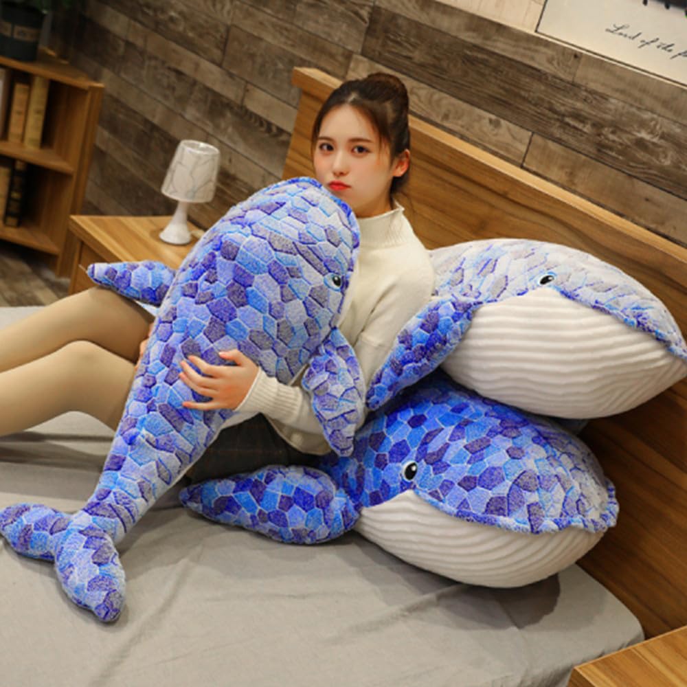 OUKEYI Humpback Whale Kids Plush Toy Pillow,Large Blue Whale Stuffed Animals Toy Sea Life Plushie Plushie Fish Gifts (70cm/27.6in) - Image 3