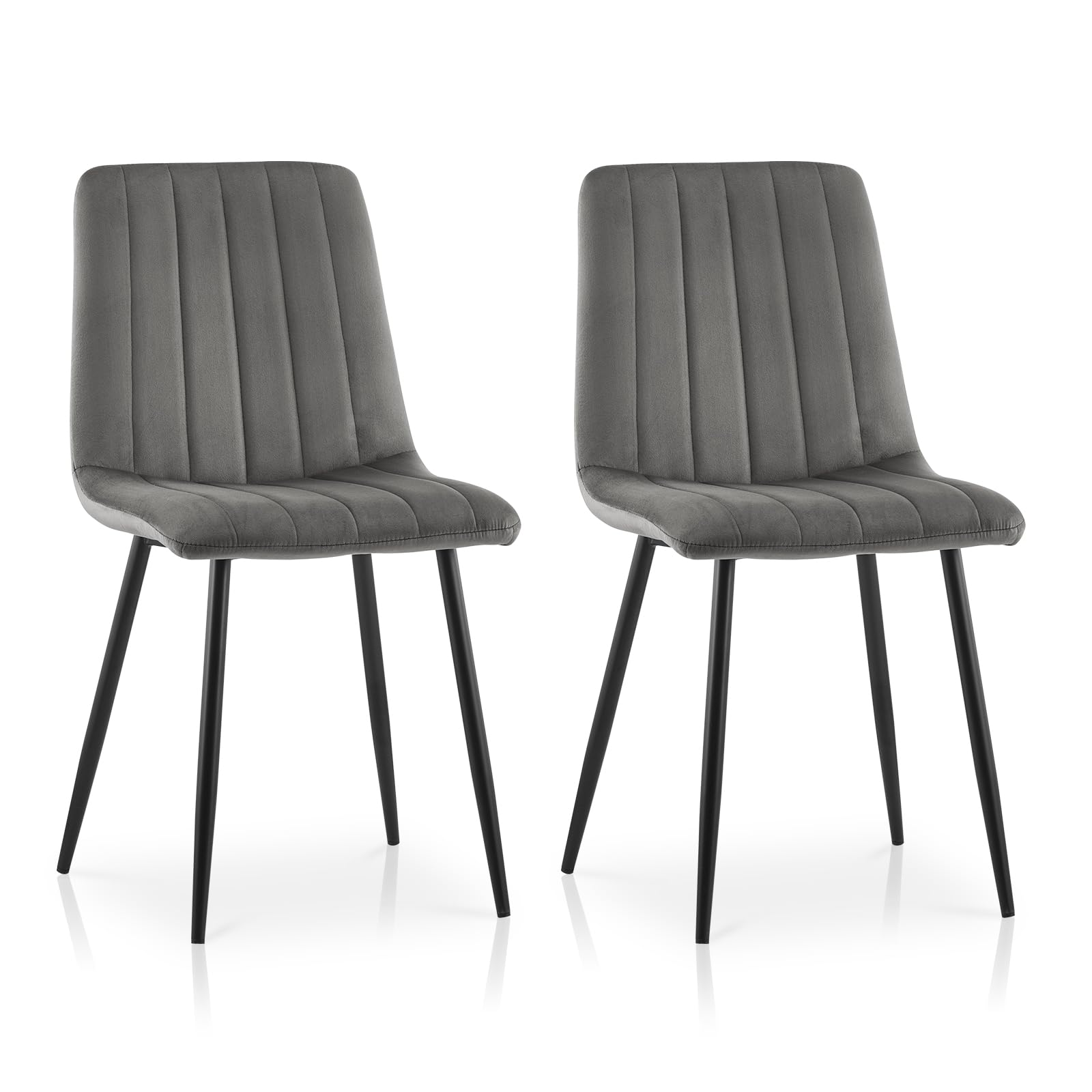 TUKAILAi Dining Chairs Set of 2, Modern Velvet Dining Room Chair with Backrest and Sturdy Metal Legs, Padded Kitchen Chairs for Home Living Room Lounge Reception(Grey — image 1