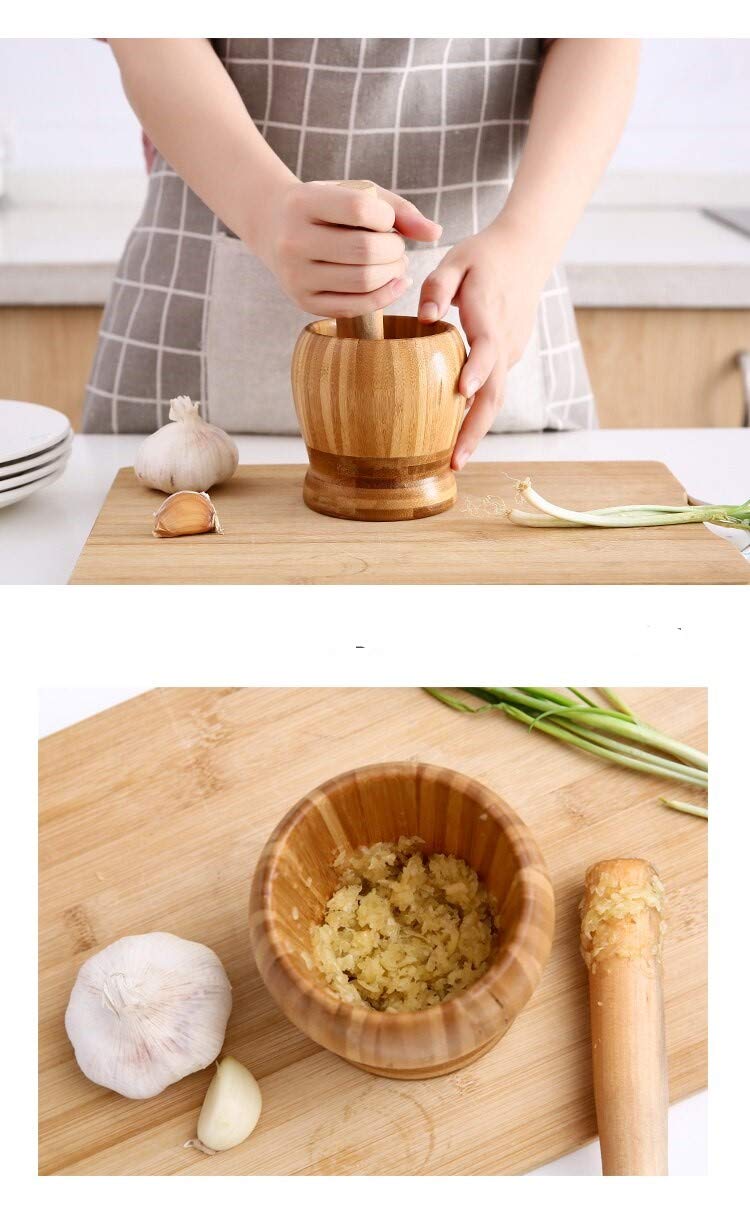 Amazon.com: Bamboo Mortar & Pestle Hand Grinder/Chopper, for