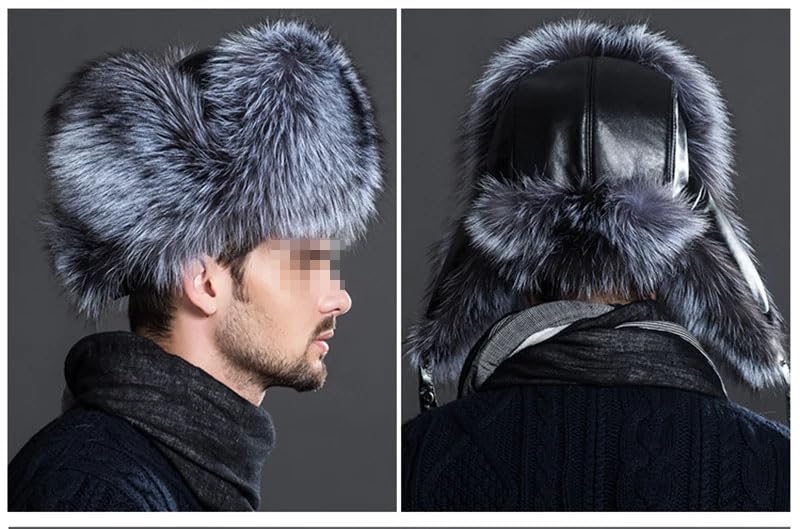 Zimowa męska sztuczna czapka futrzana rosyjska czapka futrzana czapka rosyjska męska czapka narciarska, A-58-60cm,A-58-60cm