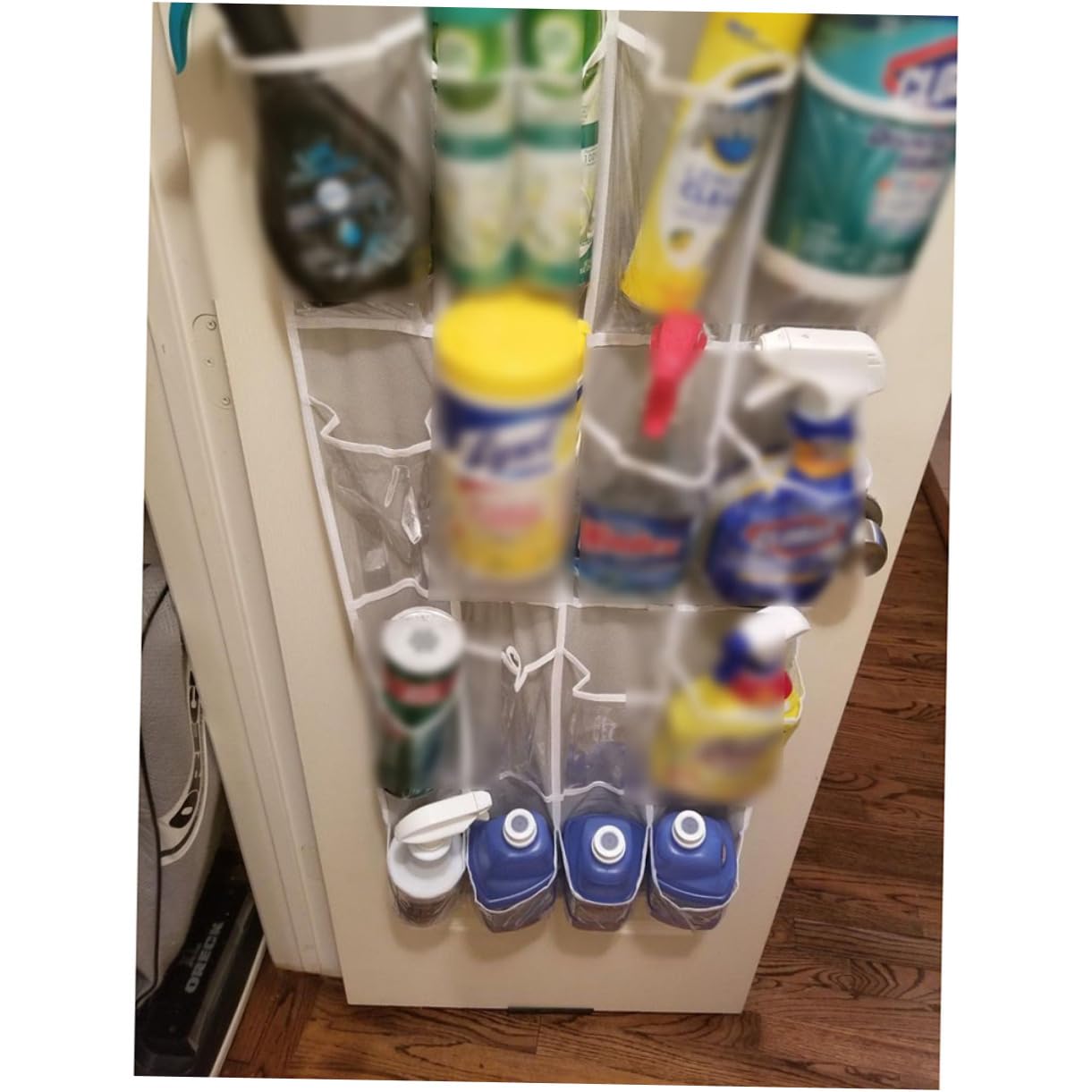 Luxshiny Shoe Storage Bag Cubbies Closet Hanging Grid Wall behind Clear Door Waterproof Transparent Storage Organizer