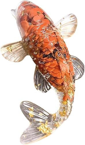 Miniatura 6 de Fenteer Estatua de cristal Koi Fish de 2.3 pulgadas, diseño de pez dorado de la suerte, decoración de escritorio para decoración de lavandería,