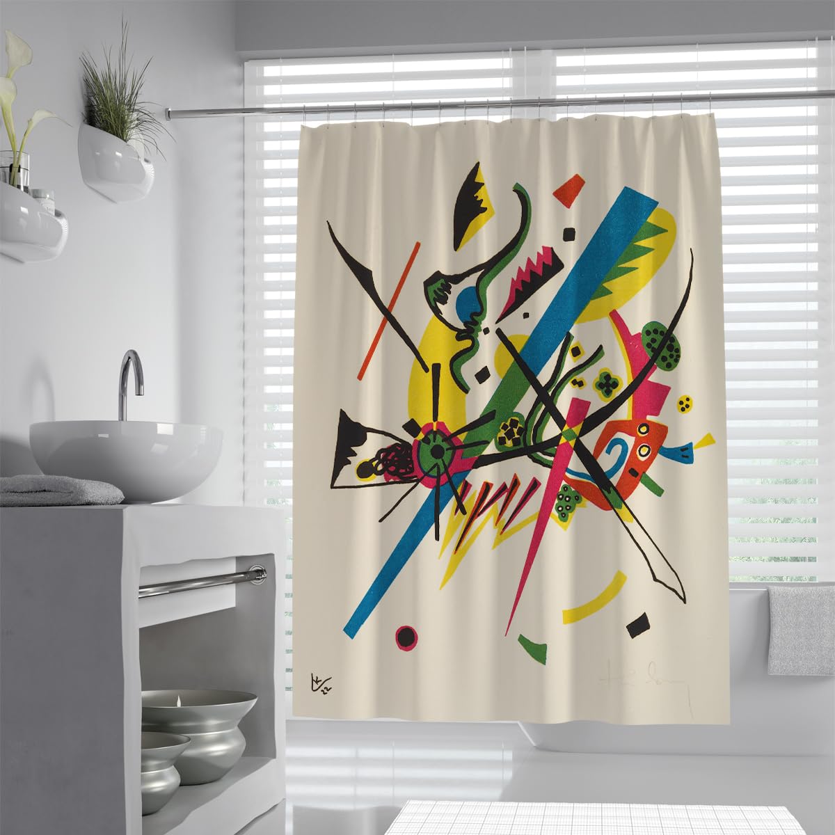Olliar Home Shower Curtain Neutral Boho S For Bathroom 180X180 Mid Century Modern Geometry Waterproof Polyester Bathroom Decor Accessories
