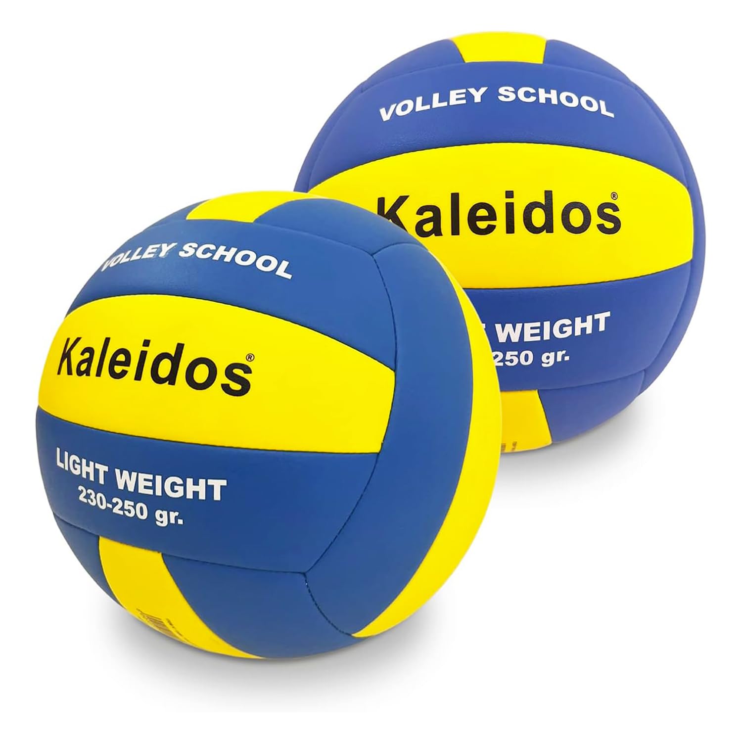 MONDO Sport - Boule de Jeu Volley School Taille 5 Indoor Soft Touch Faux Cuir 250 g Couleur Jaune, Bleu - 13066