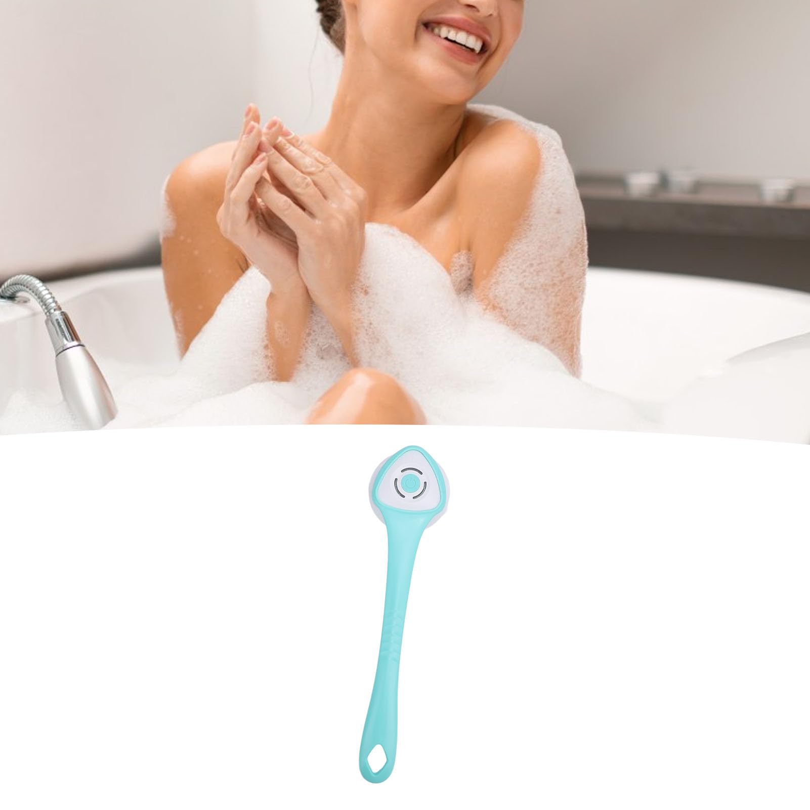 Spazzola elettrica per il corpo Spazzola per doccia multifunzionale con manico lungo Scrubber elettrico per doccia resistente all'acqua con 5 testine per uomini e donne (Verde)